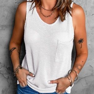 White Waffle Textured Tank
